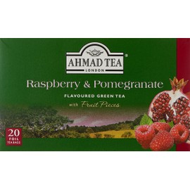 Ahmad Raspberry & Pomegranate Flavoured Green Tea with Fruit Pieces 20 Bags