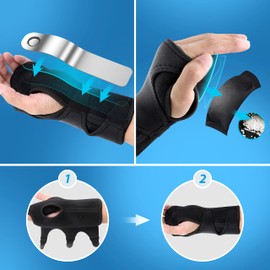 Baometi RL10 Wrist Support, Metal Plate Fixed, Breathable, Sweat Absorbent, Quick Drying, Sports, Wrist Protection, Adjustable, Unisex, Left and Right Use, For Daily Use, 1 Piece