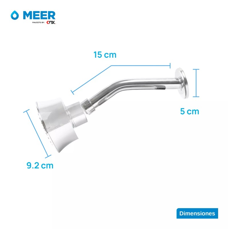 CNX Regadera Redonda Multiposición 10cm, Cuello 15cm Abs Cromado