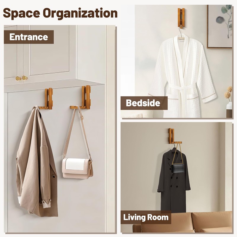 Wood Wall Mounted Clothes Drying Rack, Small Spaces Foldable Clothes