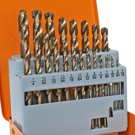 COMOWARE Cobalt Drill Bit Set- 21Pcs M35 High Speed Steel Twist Jobber Length for Hardened Metal, Stainless Steel, Cast Iron and Wood Plastic with Metal Indexed Storage Case, 1/16"-3/8"