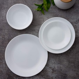 Corelle Vitrelle 8-Piece (6.75") Salad Appetizer Plates Set, Triple Layer Glass and Chip Resistant, Lightweight Round 6-3/4-inch Plates, Winter Frost White