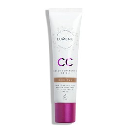 LUMENE CC Cream Colour Correcting Cream Foundation, SPF20, Medium Coverage, Lightweight and Rich in Antioxidants, Moisturises and Reduces Redness, For All Skin Types, 30 ml, Deep Tan