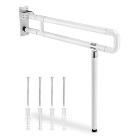 YUCHENGTECH Foldable Toilet Grab Bar 29.5 INCH Flip Up Grab Bar Handicap Grab Bars Folding Toilet Safety Rails for Bathroom with Leg Anti-Slip for Elderly Disabled Pregnant