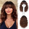 RUNM Short Bob Wavy Wigs for Women Brown Wig with