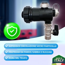 WK WKDEFMAGV mud Magnetic Mudguard Filter in Black Plastic Under Boiler with Closing Valve 3/4", Made in Italy