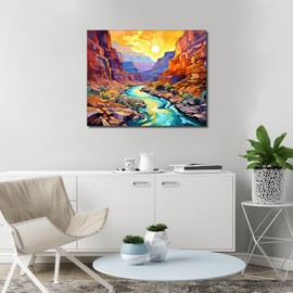 Rebotipy Arizona Landscape Paint by Numbers Canyon View Paint by Numbers Kits Arizona National Park Adults' Paint-by-Number Kits Canvas Painting Kit with Brushes and Pigment 16x20 Inch (Frameless)