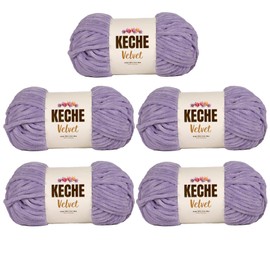Keche Velvet Yarn for Crocheting, Soft Chenille Bulky Baby Blanket Amigurumi Yarn 100 gr (132 yds) (Lilac, 5 SKEINS)