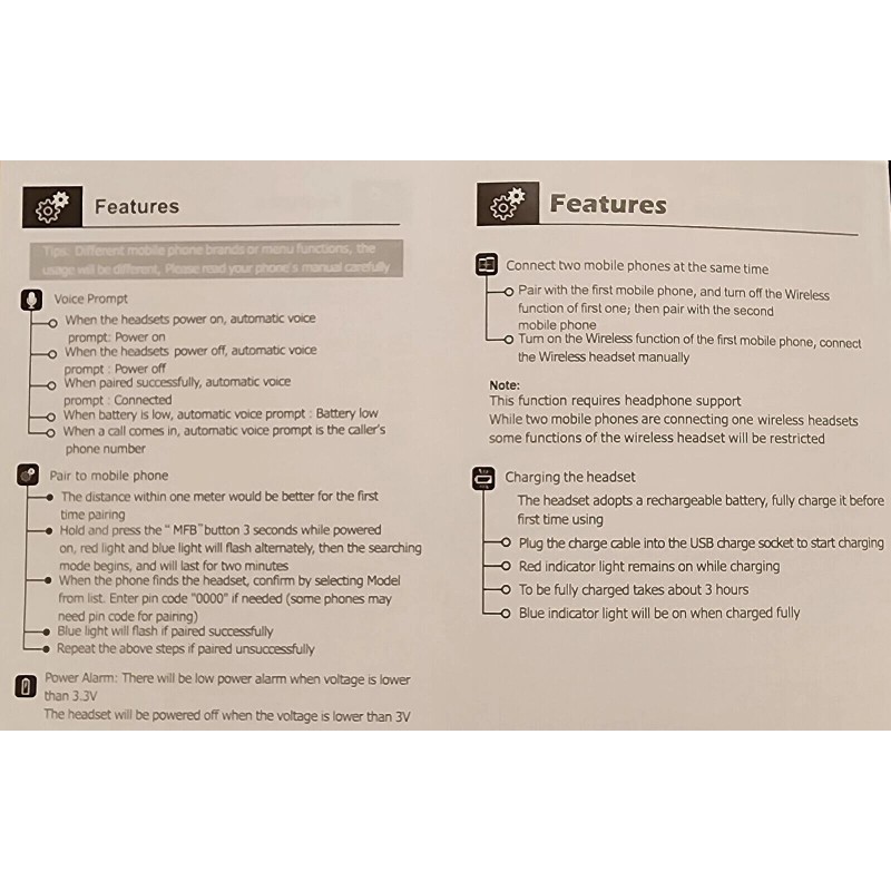 Summit 2 Pack Summit Wireless Bluetooth Over Ear Earbuds Voice
