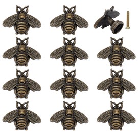 PH PandaHall 12 Sets Bee Cabinet Knobs Vintage Drawer Knobs Bee Shape Hardware Knob Animal Drawer Pulls Decorative Alloy Cabinet Handles Knob for Antique Jewelry Box Dresser Decoration, Antique Bronze