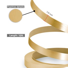 ZYJT Gold Edge Banding, 7/8" x 10ft Brushed Aluminum Edge Banding PVC Aluminum Edge Trim for Cabinet Repair Furniture Restoration