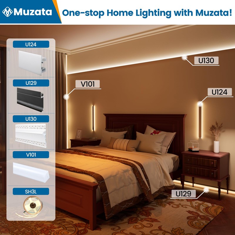 Muzata 10Pack 3.3FT/1M Plus-Size Spotless V Shape LED Channel Silver