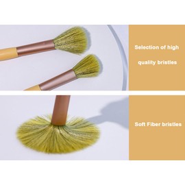 Lucky Interests 2 Pack Mini Makeup Brushes Set, Portable 6pcs Synthetic Make up Brush Kit, Travel Essential Cosmetics Brushes Kit for Foundation Blush Powder Concealers Eyeshadow Blending (Yellow)