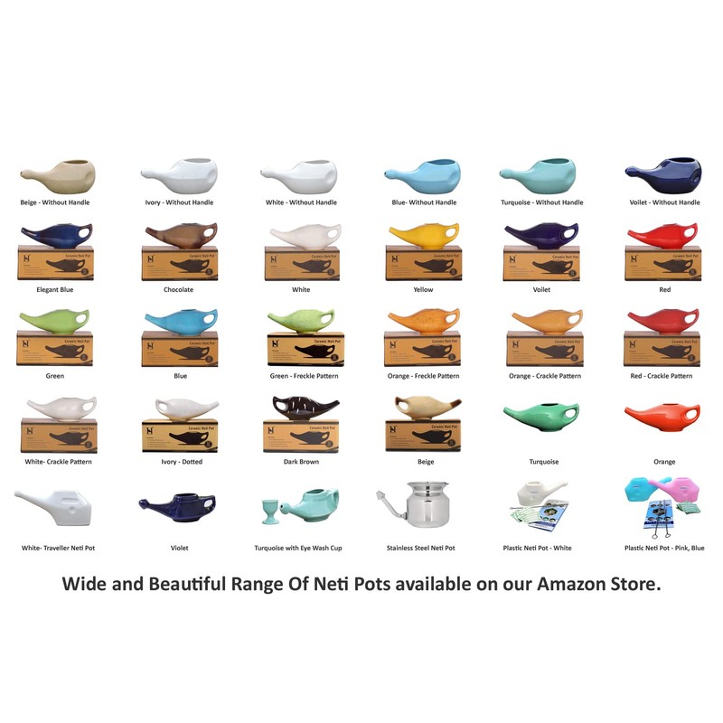 HealthGoodsIn - Ceramic Neti Pot for Nasal Cleansing Freckle Pattern