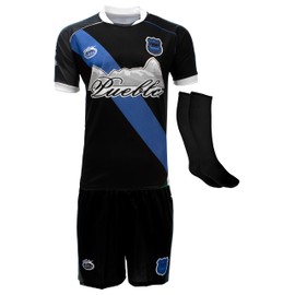 Arza Sport Puebla Mexico Uniform Color Black/Blue Jersey,Short,Socks and Number (Medium)