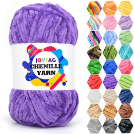 Hilo de felpilla de terciopelo para ganchillo de terciopelo morado claro, mullido, grueso, grueso y de felpilla suave, para tejer a mano, 100 g, color morado oscuro