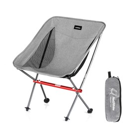 Naturehike Camping Chair, Foldable with Storage Bag, Portable Outdoor for Adults, Lightweight Supports 330lbs, Backpacking for Fishing, Hiking, Beach, Lawn (Grey)
