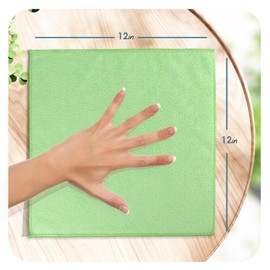 Hearth & Harbor 12 Pack Microfiber Washcloths, Green, 12"x12", Lint Free, Scratch Free, Reusable