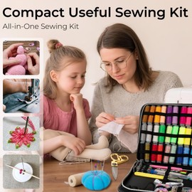 Sewing Kit for Adults, Professional Sewing Kit with 230pcs Premium Sewing Supplies, PU Leather Case,Travel Size, Beginners Friendly, Suitable for Home Clothing Repair, Emergency, Gifting, DIY