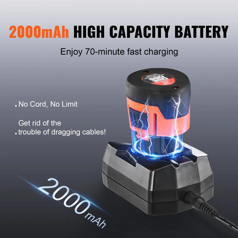 25FT Cordless Electric Drain Snake 12V Auto Feed Pipeline Remover