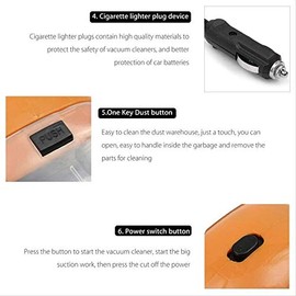 Aspiradora portátil for automóvil Aspiradora de mano con cable de alta potencia Cable de 11.8 pies - 12 V - Kit de accesorios for automóviles y...    