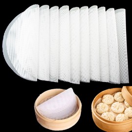 10Pcs 10 inch Non-stick Silicone Steamer Liners, Reusable Bamboo Steamer Liner Mesh Mat, Round Silicone Steamer Liners, Home Kitchen Cooking Steamer Liners for Dim Sum dumpling steamer, air fryer
