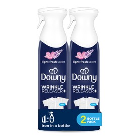 Downy Wrinkle Releaser Spray | All In One Wrinkle Release Spray, Odor Eliminator, Static Remover | Fabric Refresher & Ironing Aid for Clothes | 9.7 Fl Oz (Pack of 2), Fresh Scent