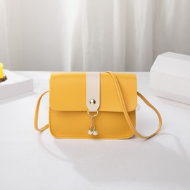 QUINTRA Women's Shoulder Bag, Fashion Pearl Pendant, Soft Leather Buckle, Lightweight and Versatile Shoulder Bag Gift Bags, yellow, One Size