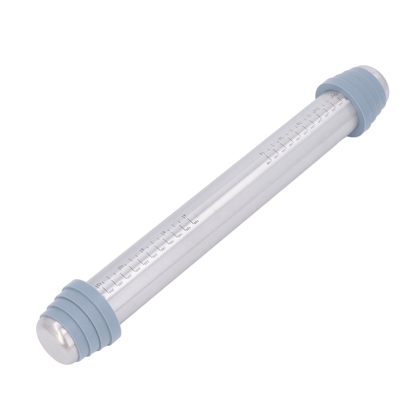 Rolling Pin Dough Roller Stainless Steel with 4 Silicone Guide