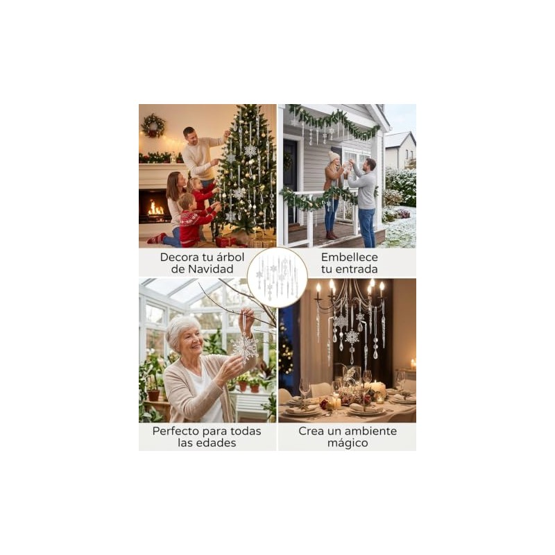 18 Ornamentos navideños, Cristales para arbol de Navidad