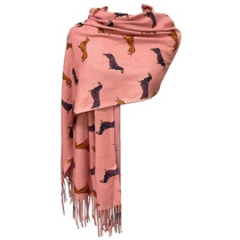 GFM® Cashmere Texture Dachshund Dogs Shawl Scarf for Autumn Winter - DG-00-Pink - (FS-5140-DGSHL-D-GLB)
