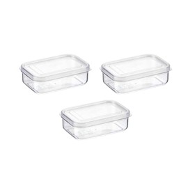 Lustroware Micro Clear Food Storage Container Set of 3 with Lid, BPA Free Shatterproof Canister, Dishwasher Microwave Safe, Fridge Pantry Refrigerator Organizer, Made in Japan (13 oz)