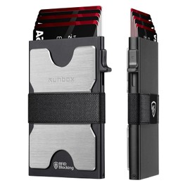 Slim Card Holder Wallet for Men, Minimalist RFID Blocking Wallet with Pop-Up Function, Ultra-Thin Design, Metal Business Card Cases holds 12+ Cards, Gifts for Men, Men's Accessories