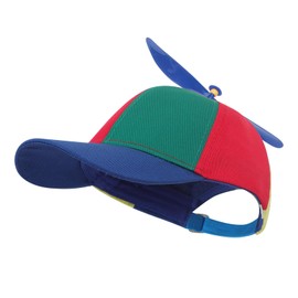 Faxianther Kids Funny Propeller Hat Girls Boys Colorful Patchwork Rainbow Propeller Helicopter Cap Soft Cotton Wide Brim Sun Protection Visor Baseball Caps Peak Hat Topee for 2-8 Yrs