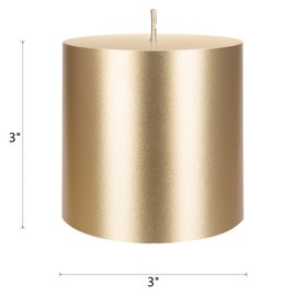 Mega Candles 1 pc Unscented Solid Gold Pillar Candles, Hand Poured Premium Wax Candle 3 Inch x 3 Inch, Home Décor, Spas, Weddings, Occasions, Party, Centerpieces, Holidays, Vigils, Prayers