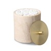 HAMAKAWA Nartural Marble Qtip Holder with Brass Lid, Beige Travertine