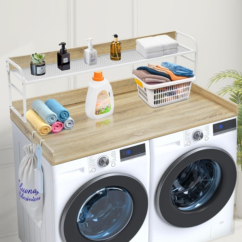 VEVOR Washer Dryer Countertop with Shelf, 54" x 27" Wooden