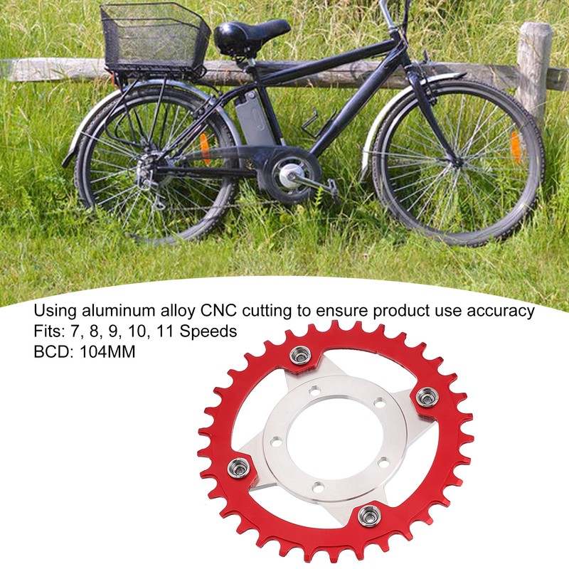34T 104 BCD Electric Bike Chainring and Adapter for Bafang