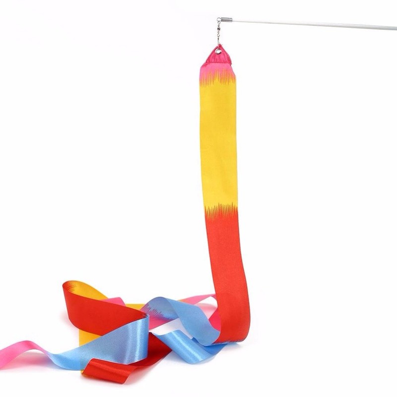 Dance Ribbons Rainbow Streamers Rhythmic Gymnastics Ribbon Baton Twirling Wands