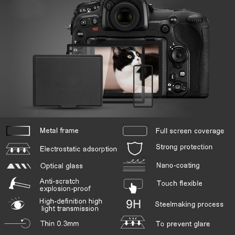 Digital Camera Sun Shade Hood Cover Display Screen Tempered Glass