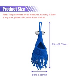 Crochet Yip Yip Car Hanger - Cute Crochet Alien Plant Hanger Car Rear View Mirror Charm Pendant - Crochet Knitted Car Mirror Hanging Accessories - Car Interior Decor Ornament for Women Girls (Blue)