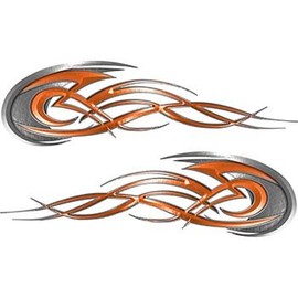 Weston Ink Tribal Flames Motorcycle Tank Decal Kit in Orange