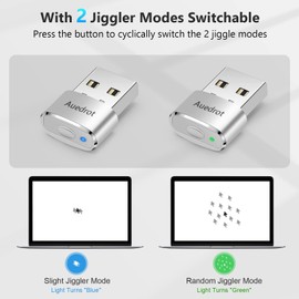 AUEDROT Mouse Jiggler Undetectable Mouse Jiggers USB Mouse Mover with Switch Button, Automatic Mouse Wiggler with 2 Jiggle Modes, Mouse Mover Device, Plug & Play, Keep Computer/Laptop Awake, Silver