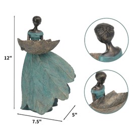 DiliComing Fairy Garden-Statue Bird Feeder - 12 Inch Fairy Statue for Home Decoration, Resin Outdoor Statues for Garden Decoration, Best Bird Feeder Garden Gift for Women 12 x 7.5 x 5 Inch