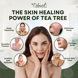 Erbaid Tea Tree Soap – Natural Defense Tea Tree Oil Soap Bar for Face & Body – Remedy Fights Acne, Skin Irritation, and Prevents Breakouts – Deeply Cleansing, Hydrating Cleanser for Calm, Fresh Skin