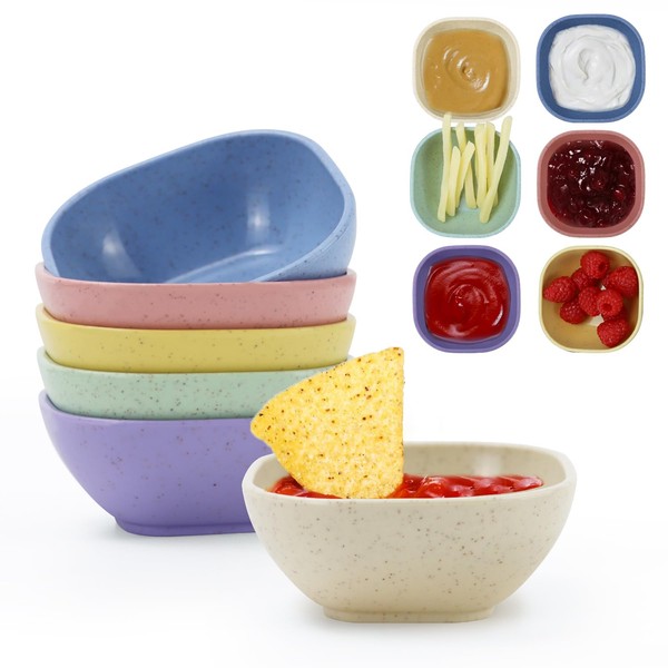 PYRMONT Soy Sauce Dishes,Wheat Straw Dipping Bowls Set of 6,5