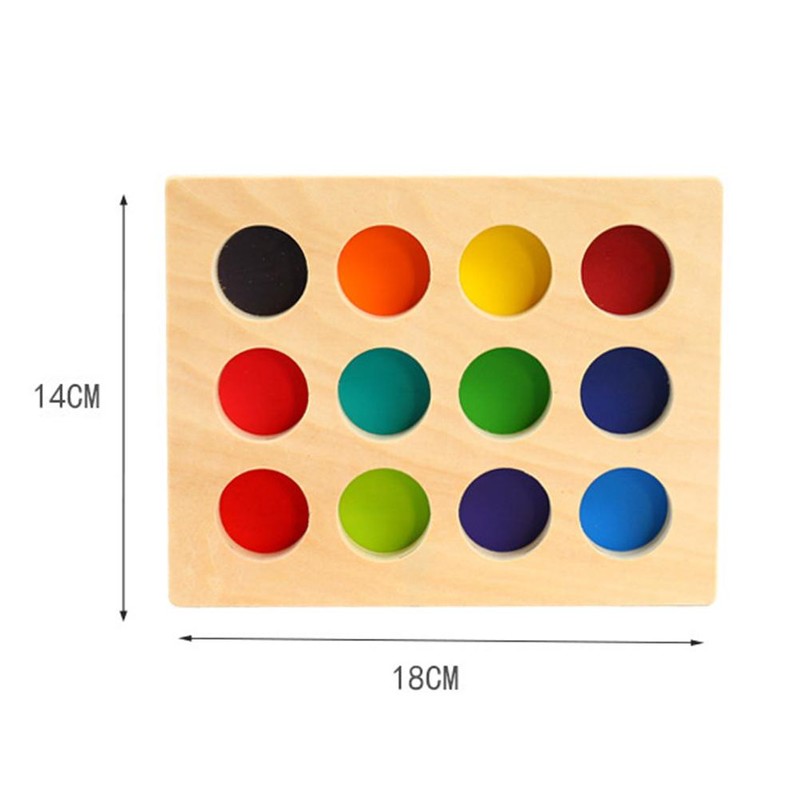 Rainbow Wooden Balls with Tray Wooden Sorting and Matching Game