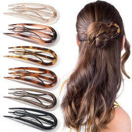 6PCS French Hair Pins for Women, French Pins Hair, Large Hair Styling Pins for Thin Thick Hair, Unique 3 Internal Teeth Hair Sticks（leopard print）