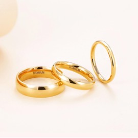 TIGRADE 2mm 4mm 6mm Gold Titanium Ring Dome High Polished Wedding Band Comfort Fit Size 4-12, 6mm, Size 10