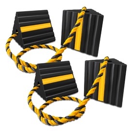 HOXWELL Rubber Wheel Chocks for RV Trailer Camper Truck Car Aircraft Boat, Versatile Rubber Chocks Block Stopper for Tire with Reflective Strips, Utility Trailer Camper RV Accessories